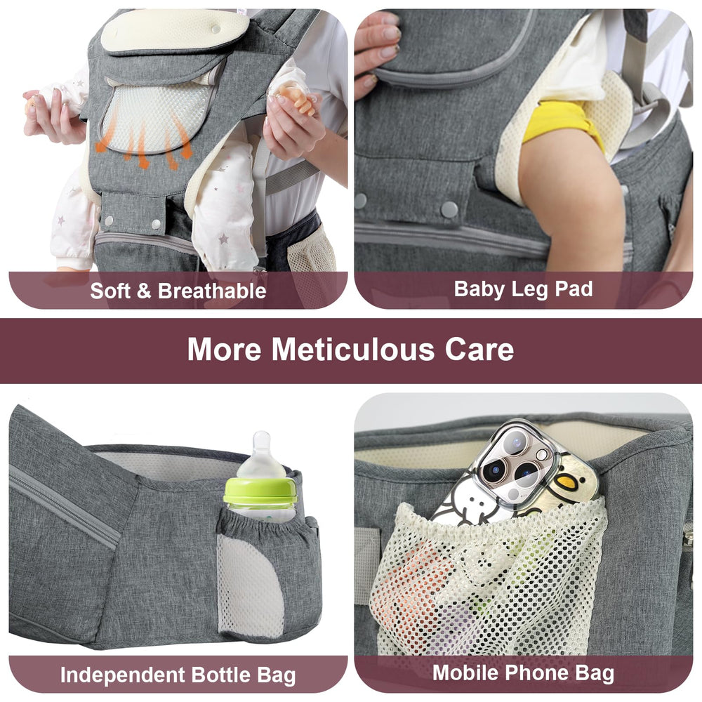 Cemobene front and back carry modes for versatile parent-infant wear.