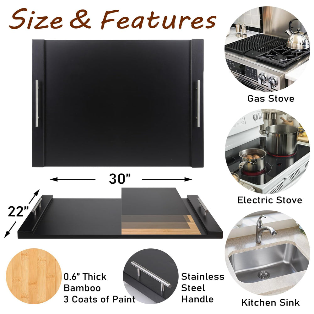 cenleoha bamboo stovetop cover highlights natural wood and protection