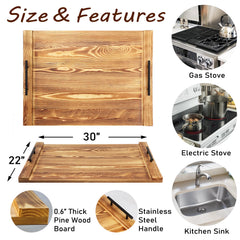 Cenleoha wood-stovetop-cover closeup highlights durable waterproof finish for spills.