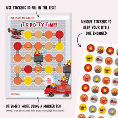 Central 23 Fire Engine chart in use for toddler potty training sessions.
