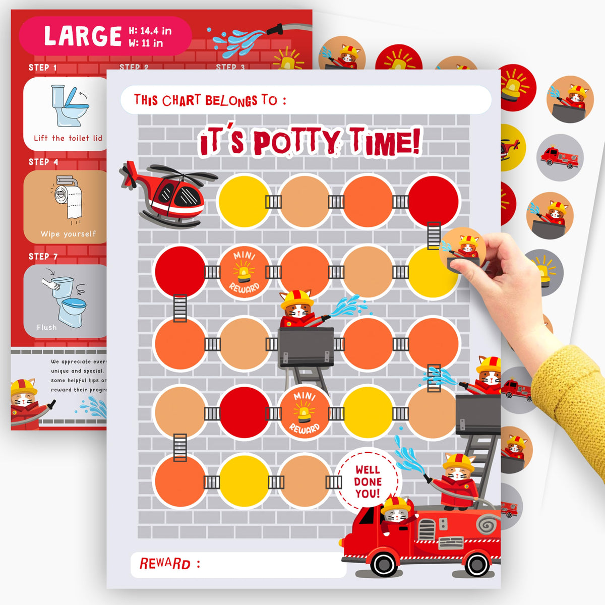 Central 23 Fire Engine potty chart cover engages boys with bold design.
