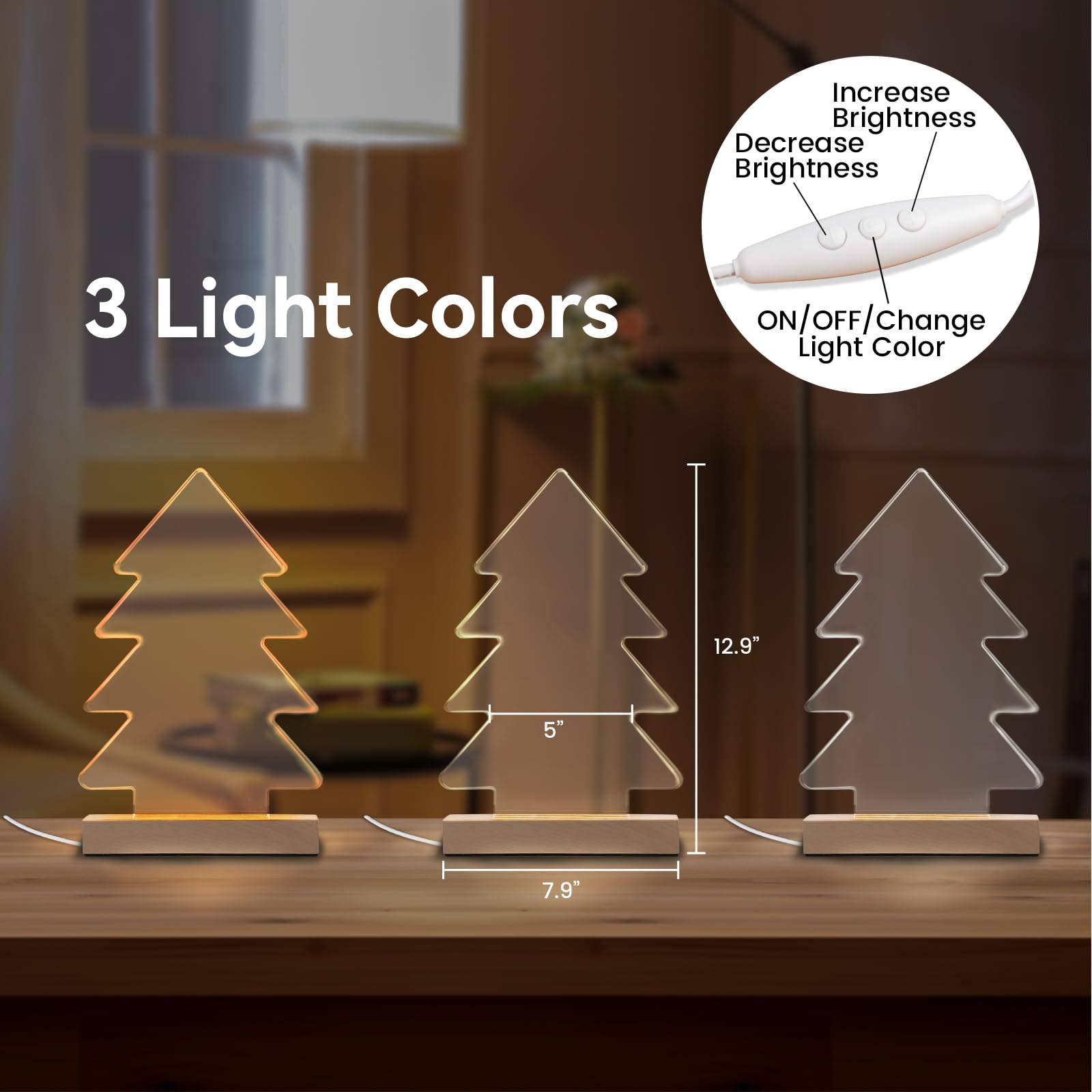 Cepairng LED night-light shows three colors and adjustable brightness