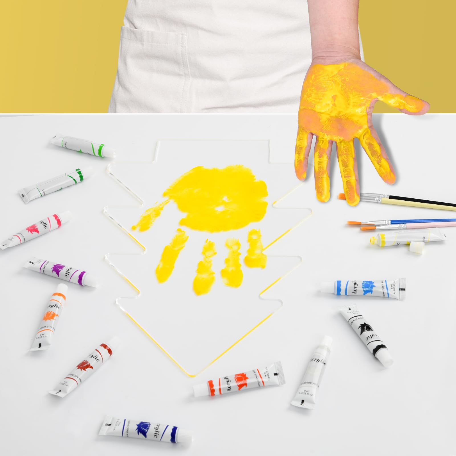 Cepairng acrylic sheets ready for family handprints and notes