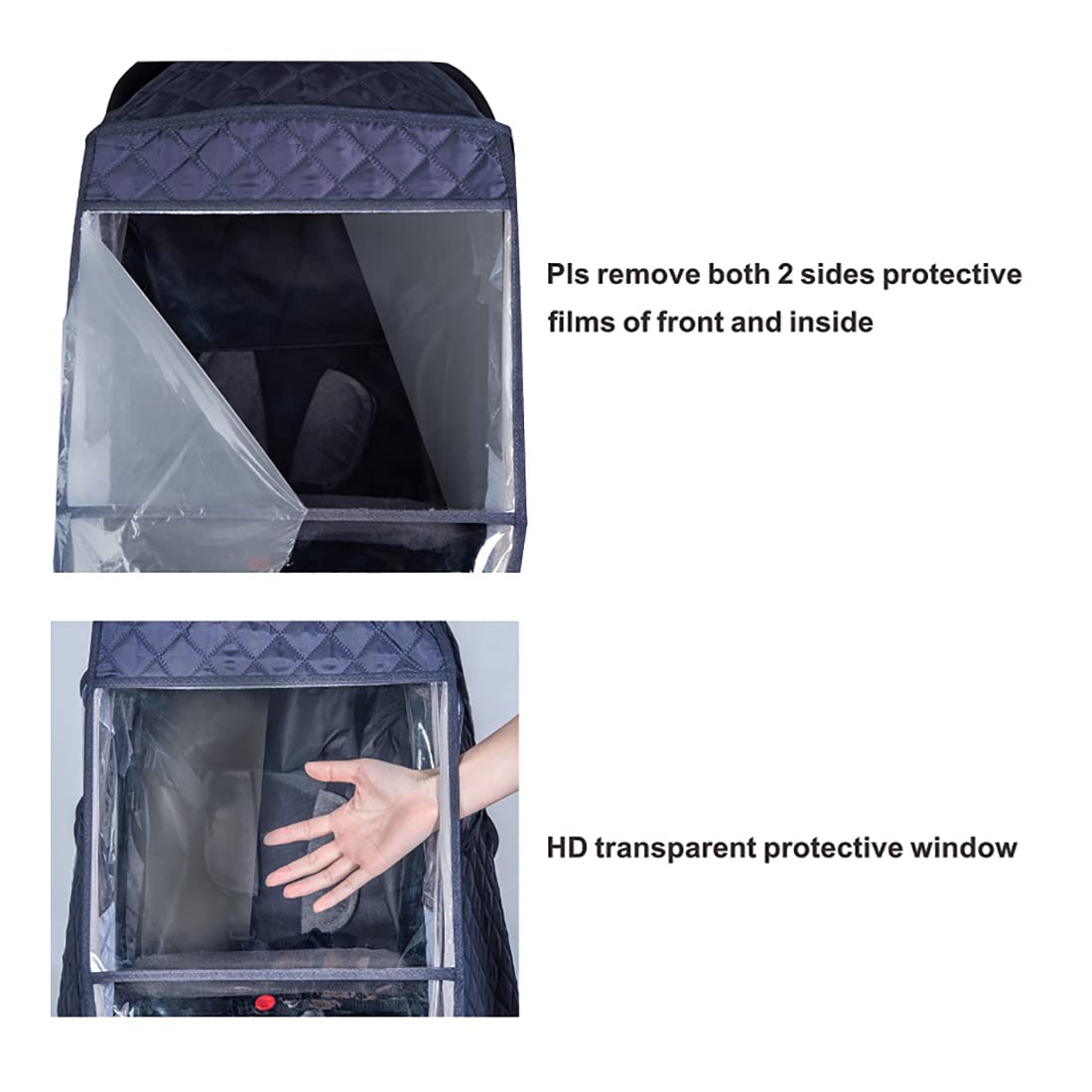 Cepairng universal fit image shows compatibility with strollers with built in canopy