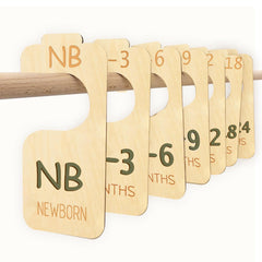 Cephira baby closet divider wood 3D number closeup highlights easy-to-read month labels for growing wardrobes.