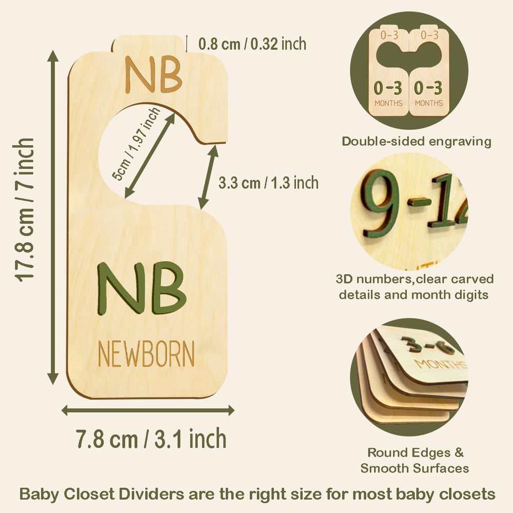 Cephira baby closet divider wood in closet shows durable, natural texture that adds cozy nursery charm.