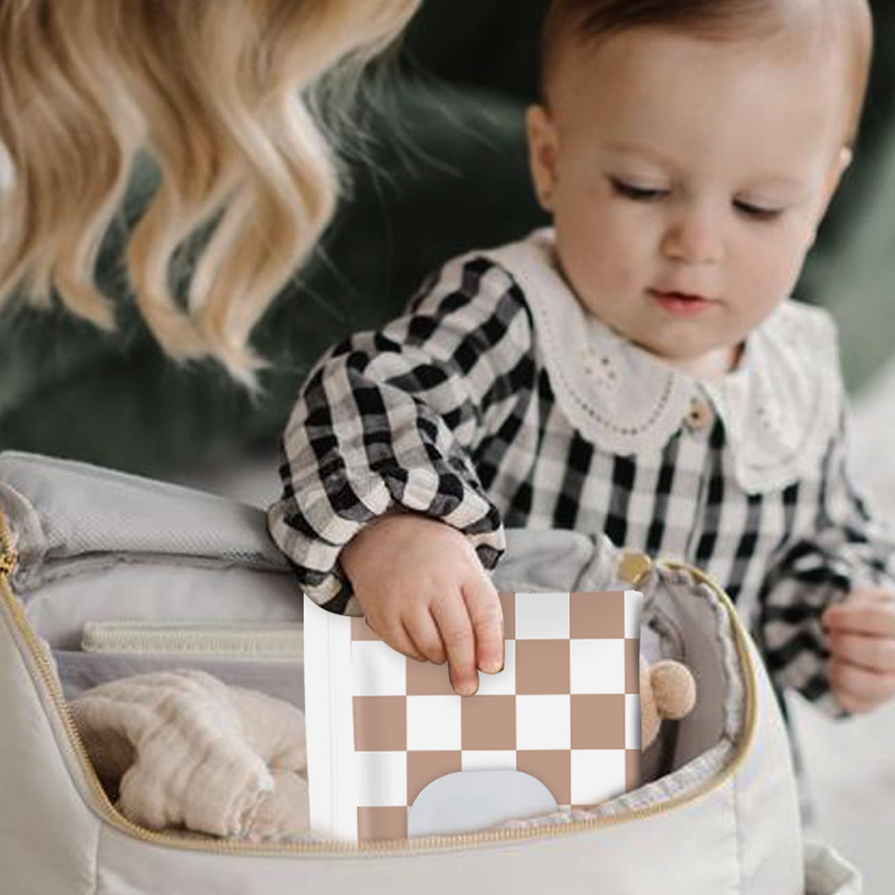 Cephira wipe dispenser with checkerboard pattern adds travel style
