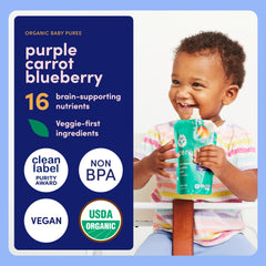 Cerebelly 12-pack display, shelf-stable nutrition for family trips.