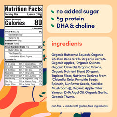 Cerebelly pouch ingredient panel highlights chicken bone broth for protein-rich nutrition