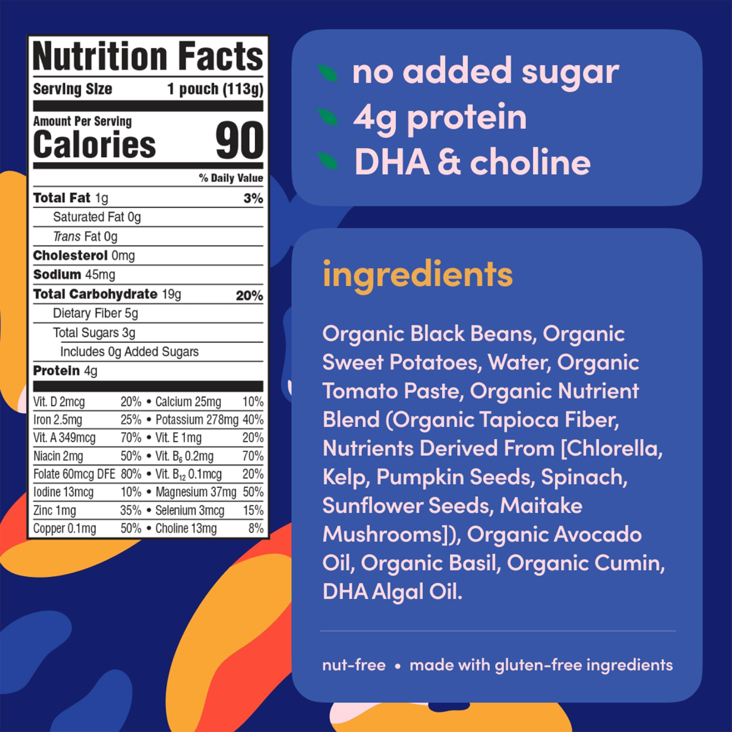 Cerebelly black bean sweet potato puree pouch closeup wholesome ingredients