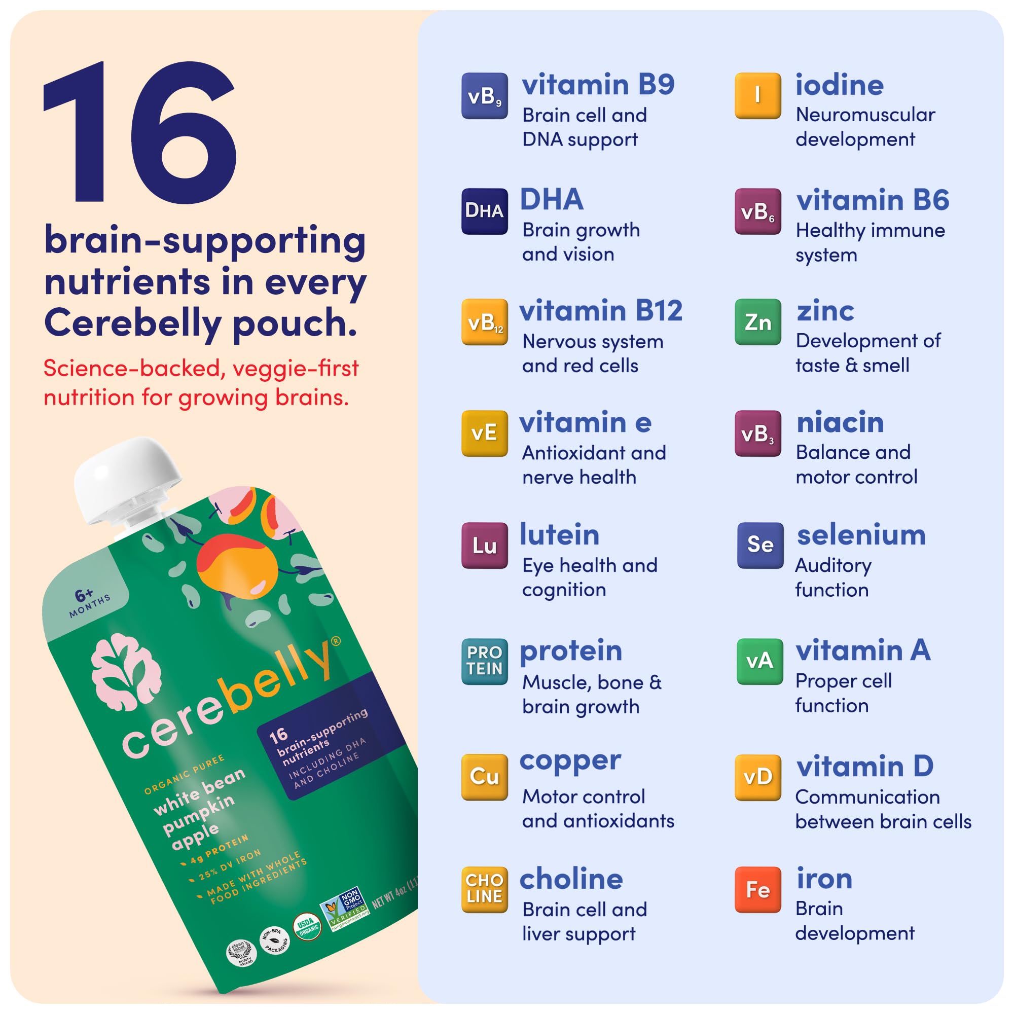 Cerebelly clean-label purity award seal on packaging signals quality