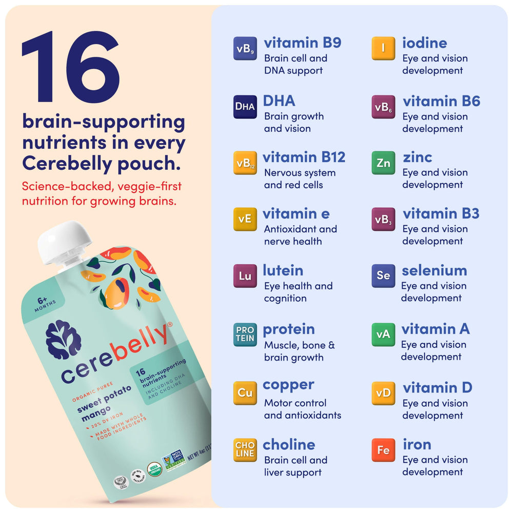 Cerebelly clean-label purity award stamp on packaging signals safety and quality.