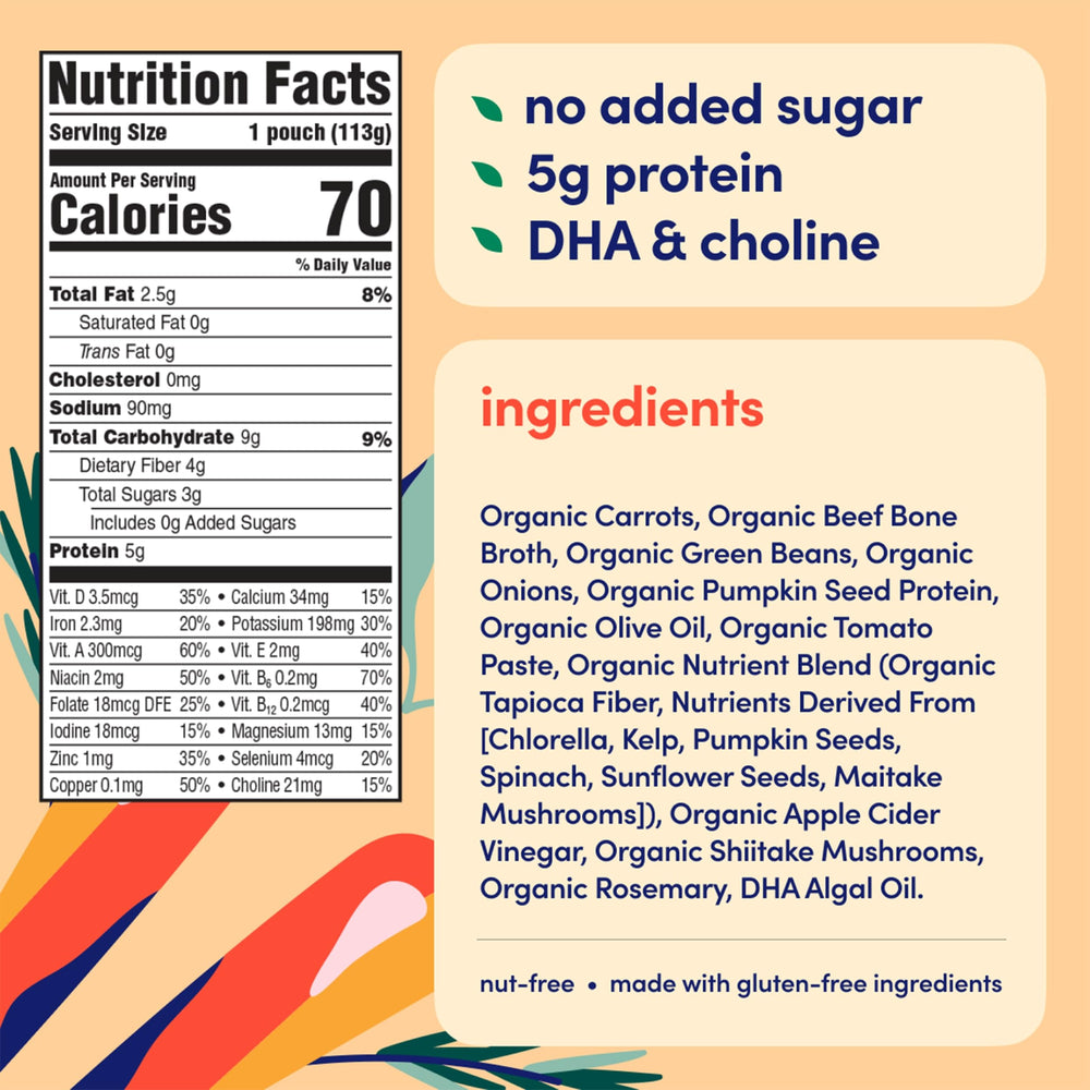 Cerebelly organic pouch pour shot for travel-friendly, shelf-stable nutrition during trips and daycare.