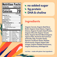 Cerebelly organic pouch pour shot for travel-friendly, shelf-stable nutrition during trips and daycare.