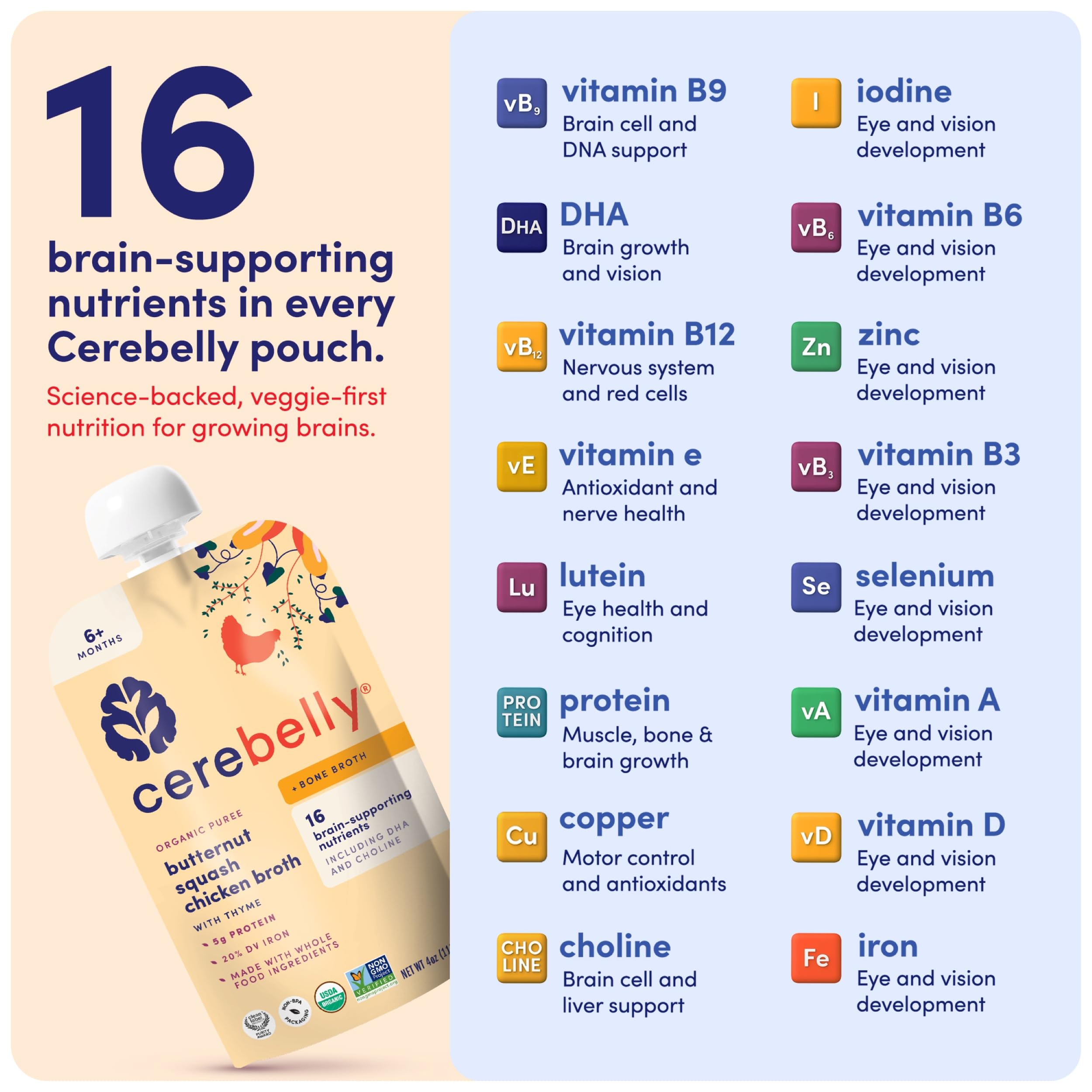 Cerebelly pouch ready-to-serve on a toddler's tray