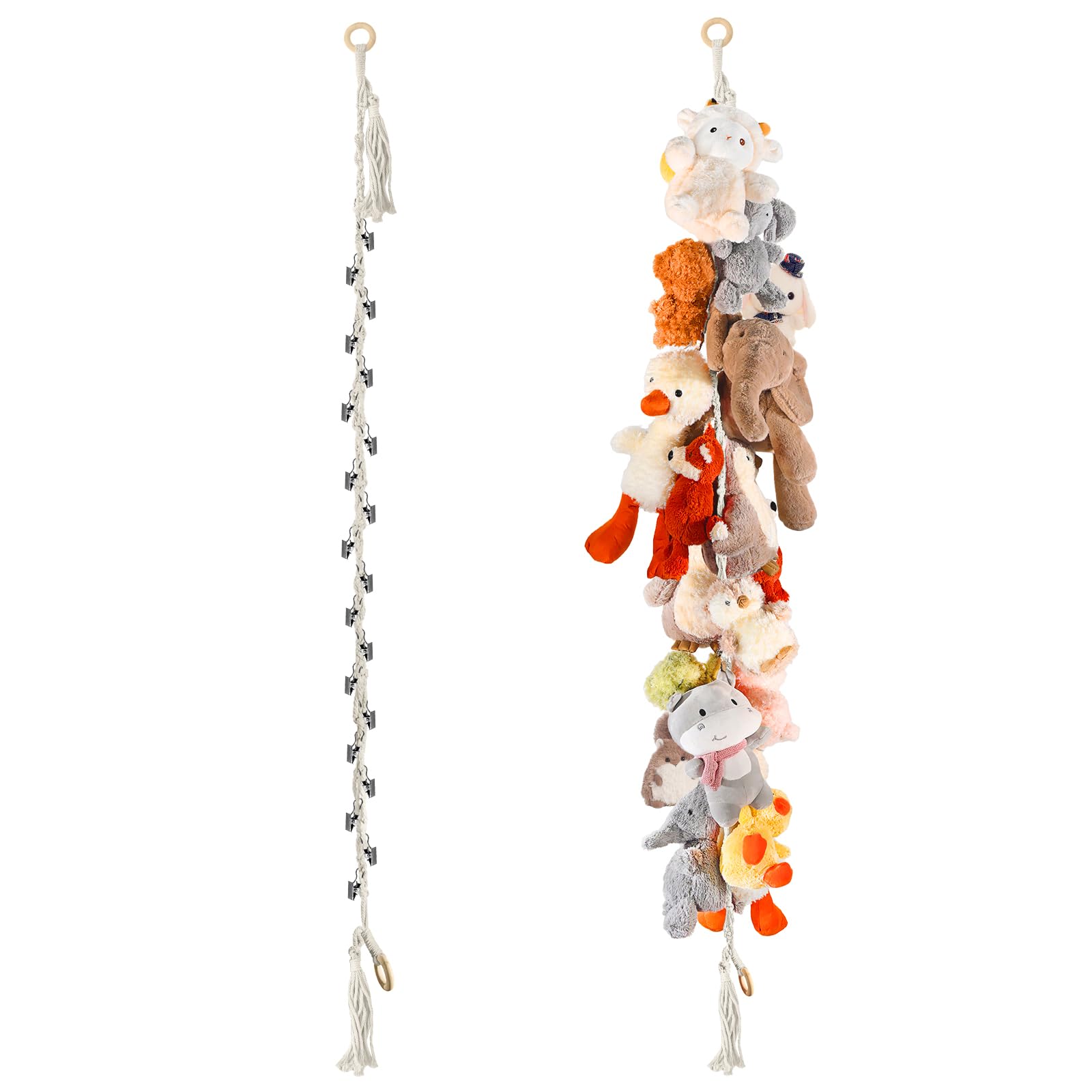 CERETIA 80-inch cotton hanging storage chain full length for plush organization