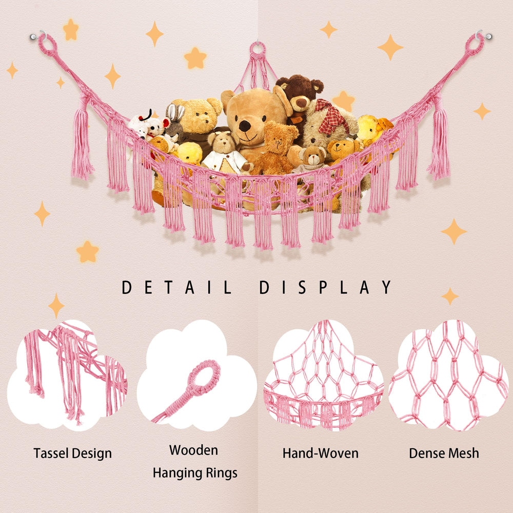 CERETIA boho toy hammock with tassels enhances kids room decor