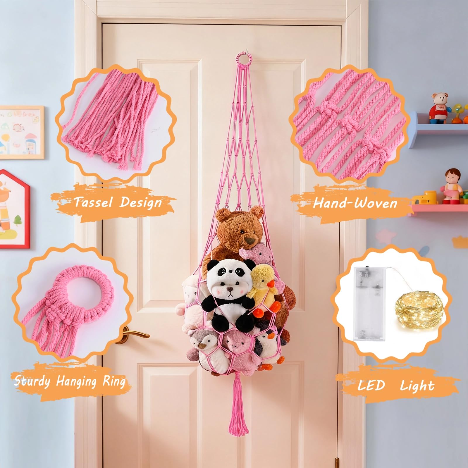 CERETIA large-capacity plush storage keeps toys organized and accessible.