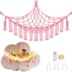 CERETIA stuffed animal hammock corner setup keeps toys organized and accessible