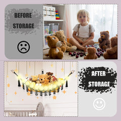 CERETIA stuffed animal hammock made from hand-woven cotton rope for durability and charm.