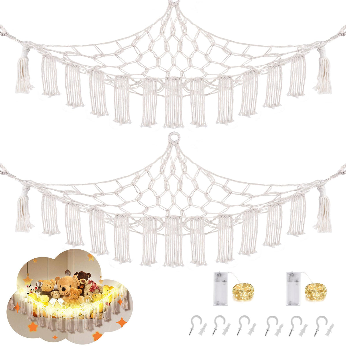 CERETIA stuffed animal hammock with LED light boosts neat display and cozy night vibes