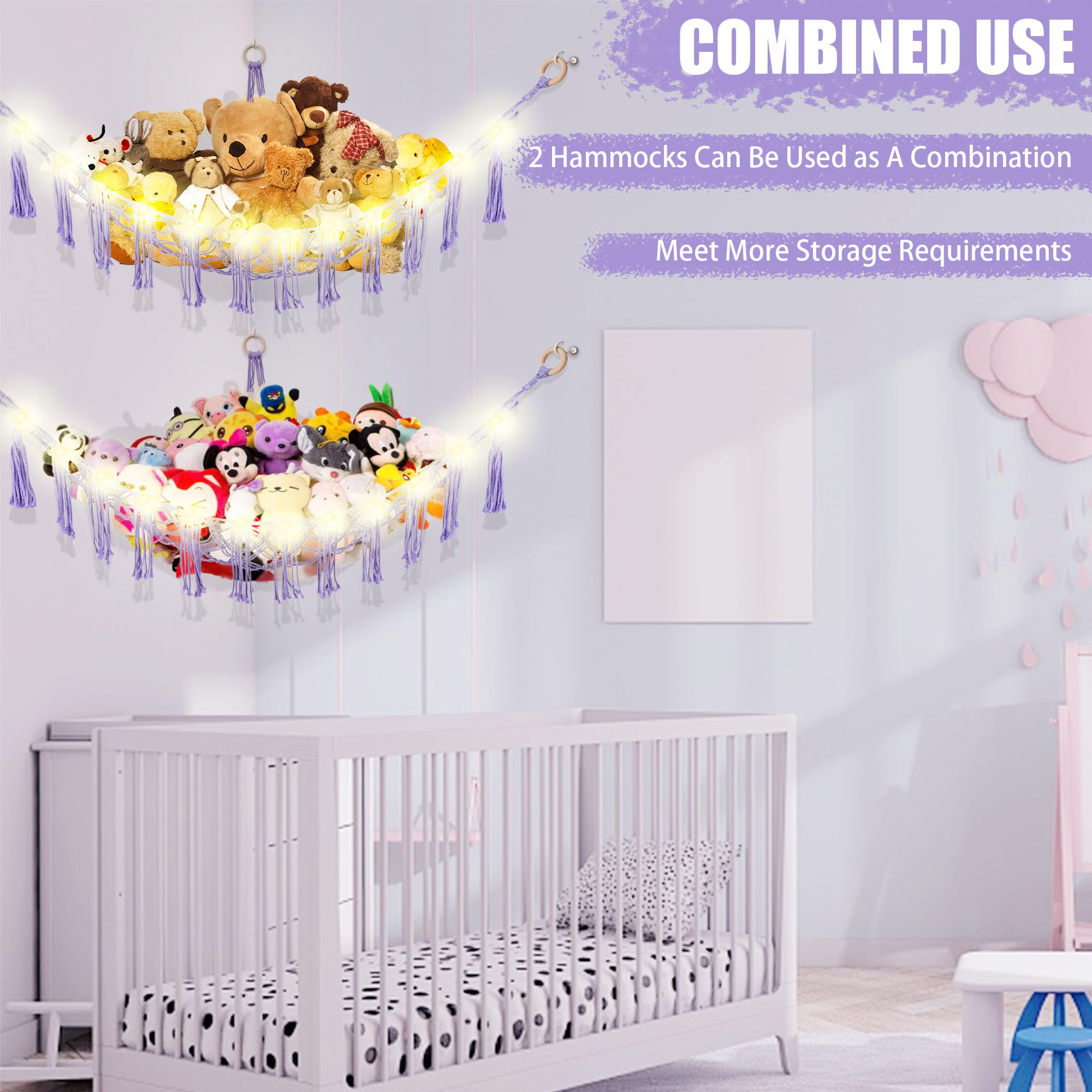 CERETIA plush storage net neatly stores favorite soft toys.