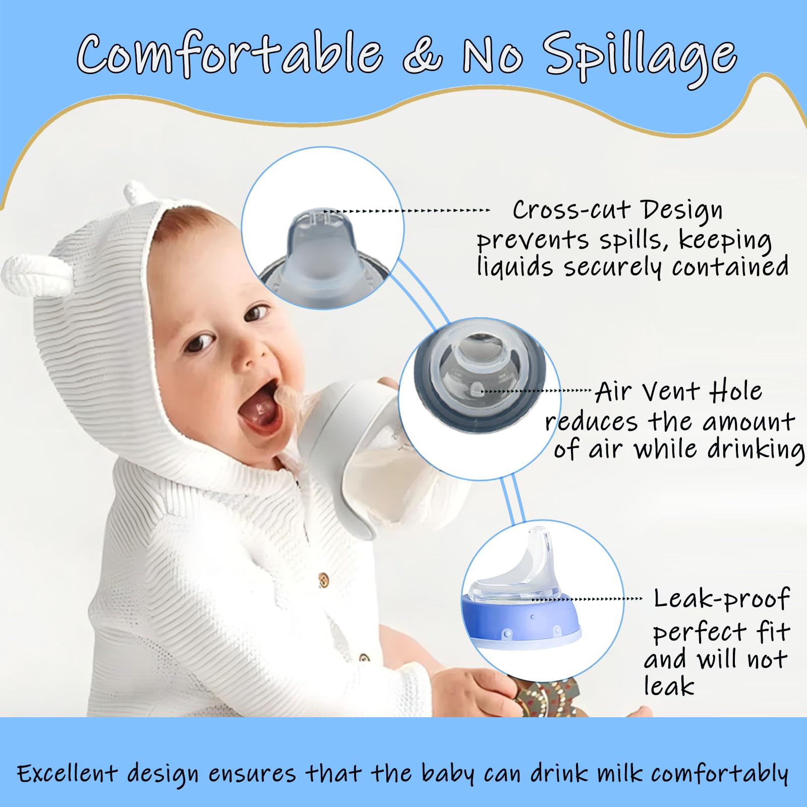 Cert Leidis dishwasher-safe spout for quick, easy cleaning after meals.