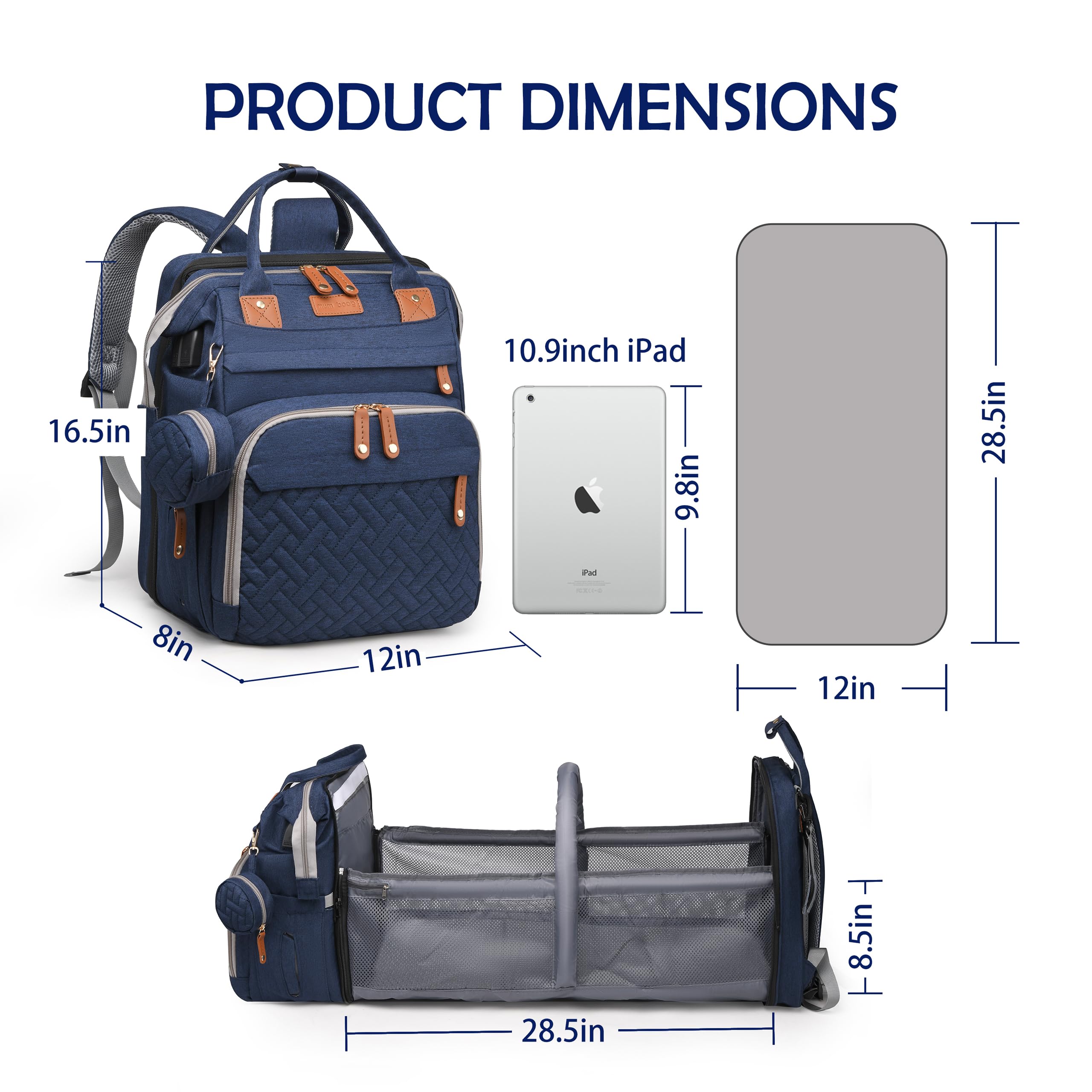 CESAILT diaper bag back zip pocket keeps valuables secure during outings