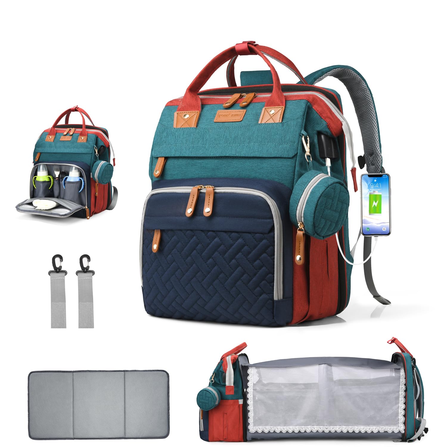 CESAILT diaper bag backpack overview highlighting spacious 26L capacity for organizing baby essentials.