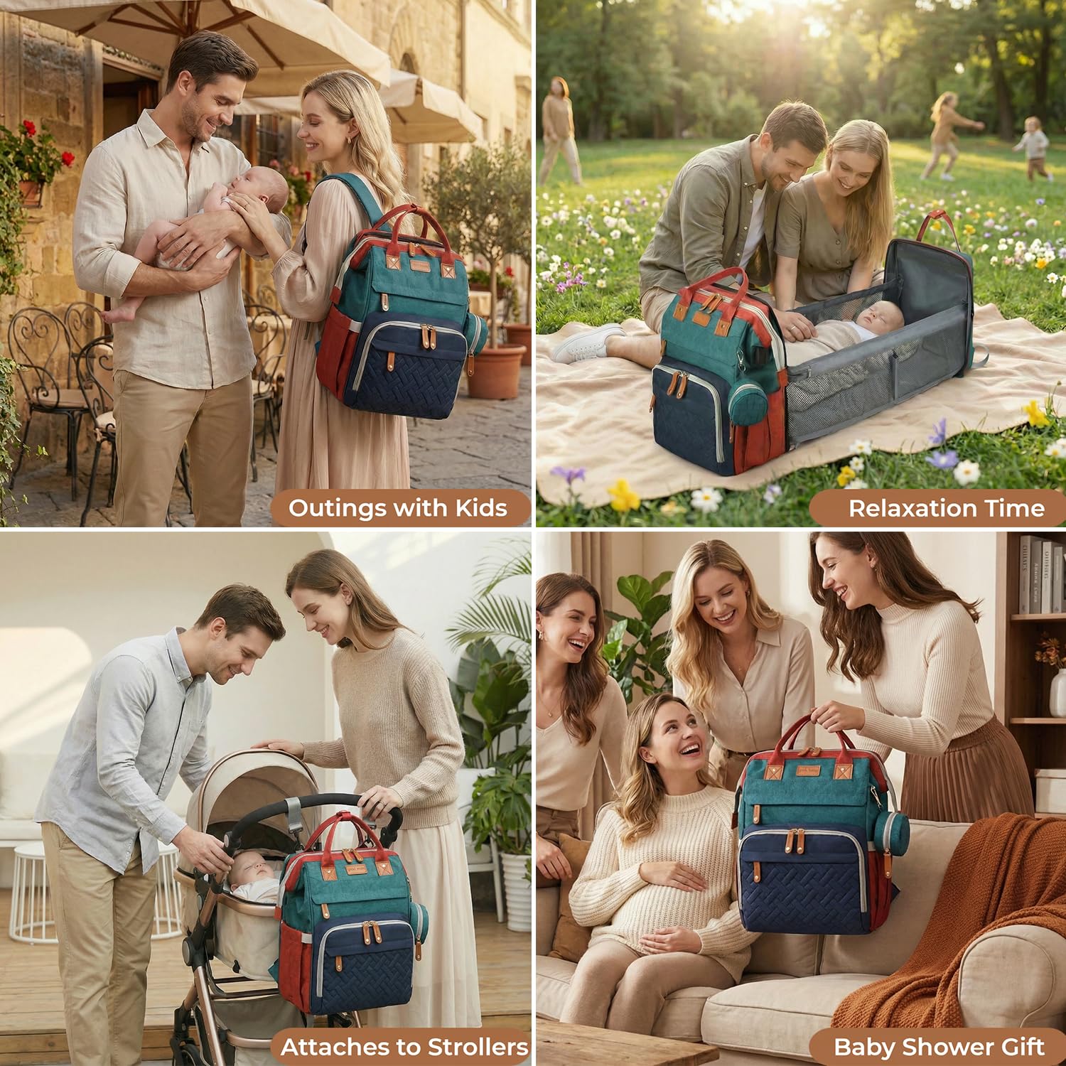 CESAILT diaper bag stroller straps enable easy attachment to a stroller.