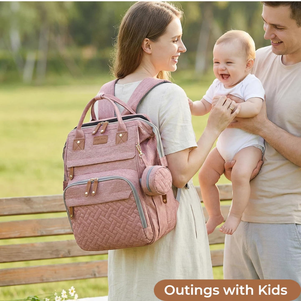 CESAILT diaper bag waterproof fabric pink resists spills and rain.