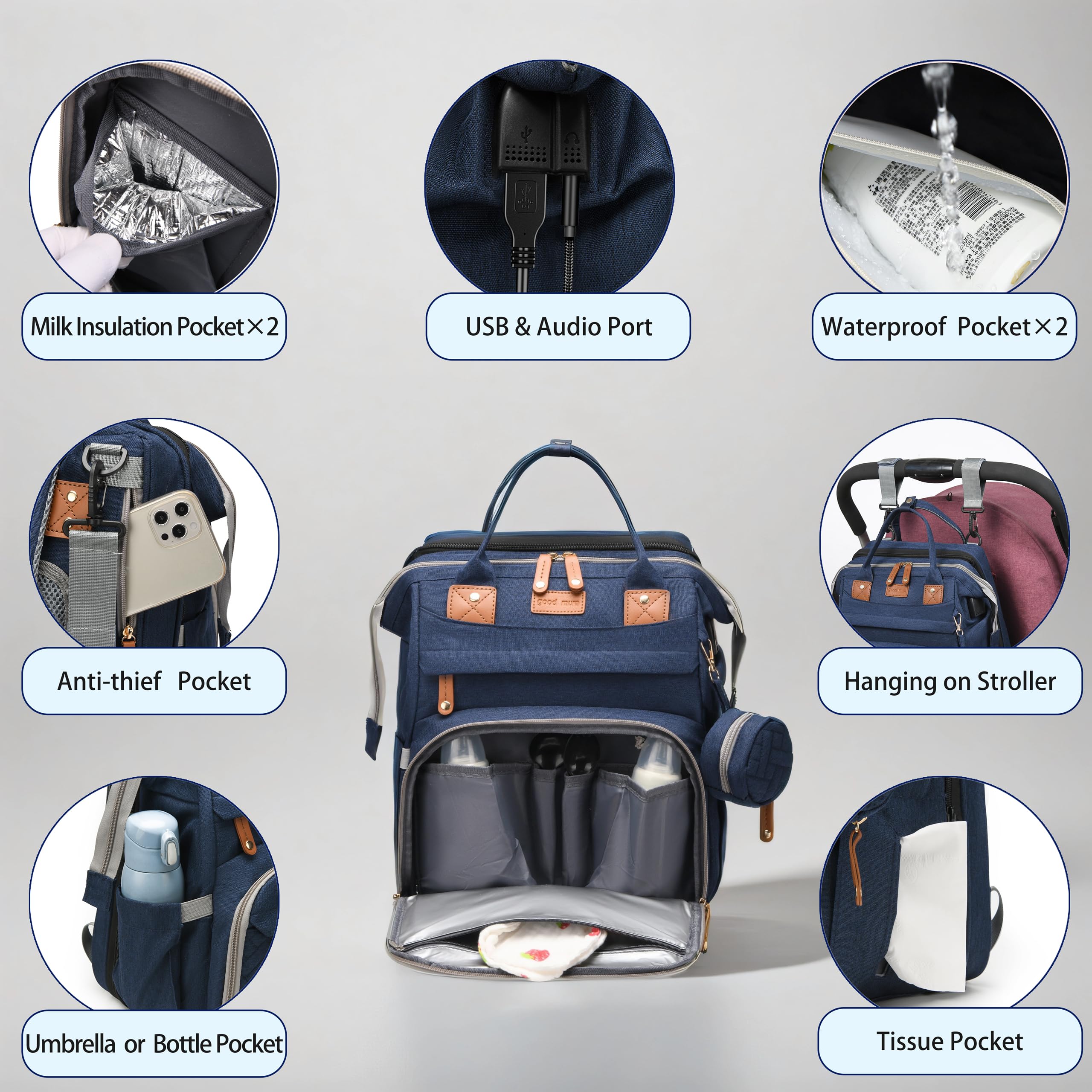 CESAILT diaper bag waterproof material protects gear from rain and spills