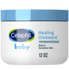 Cetaphil Baby Healing Ointment jar 12oz offering diaper rash relief and daily moisture.