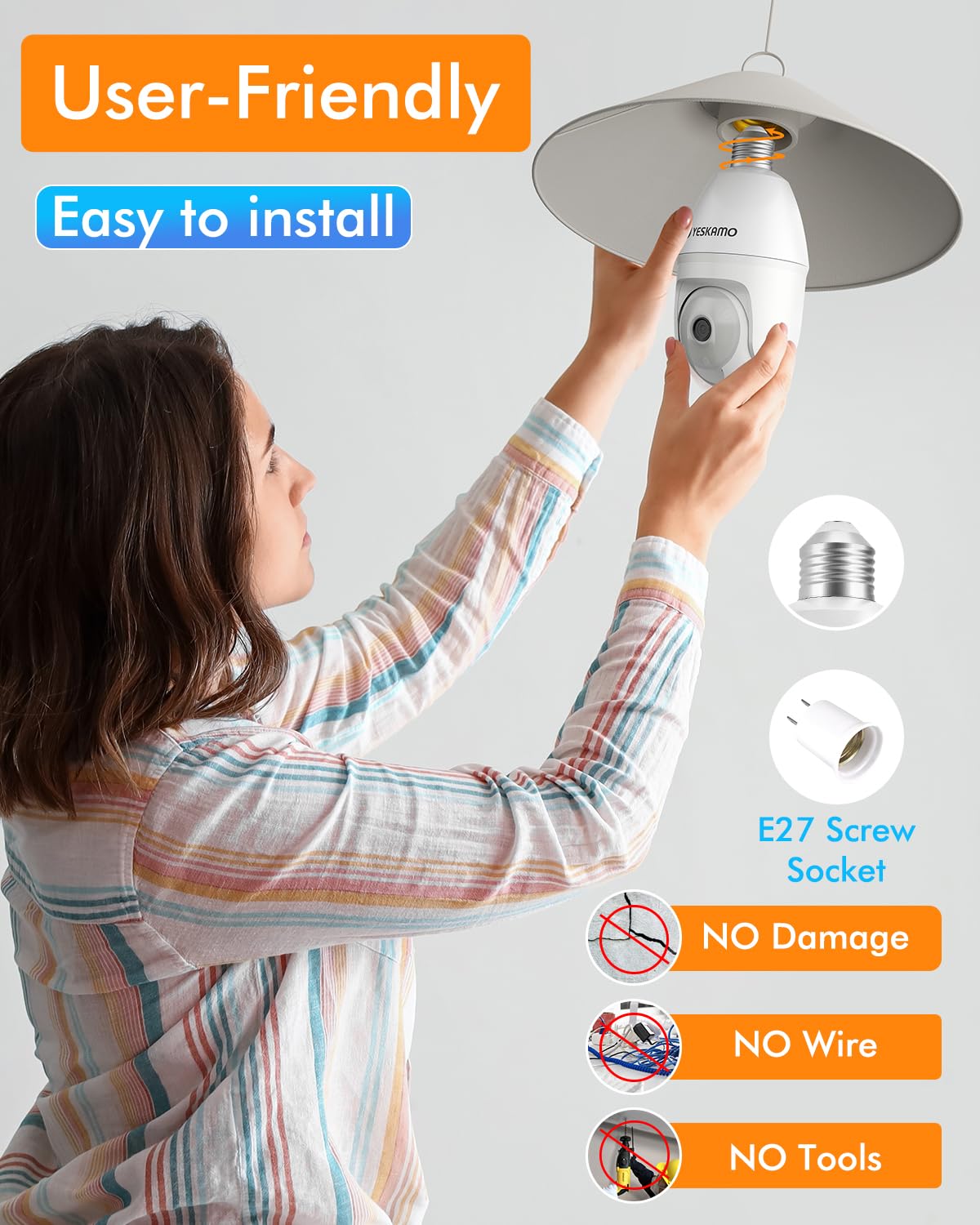 Cetey light bulb security camera bedroom view for real-time night monitoring.