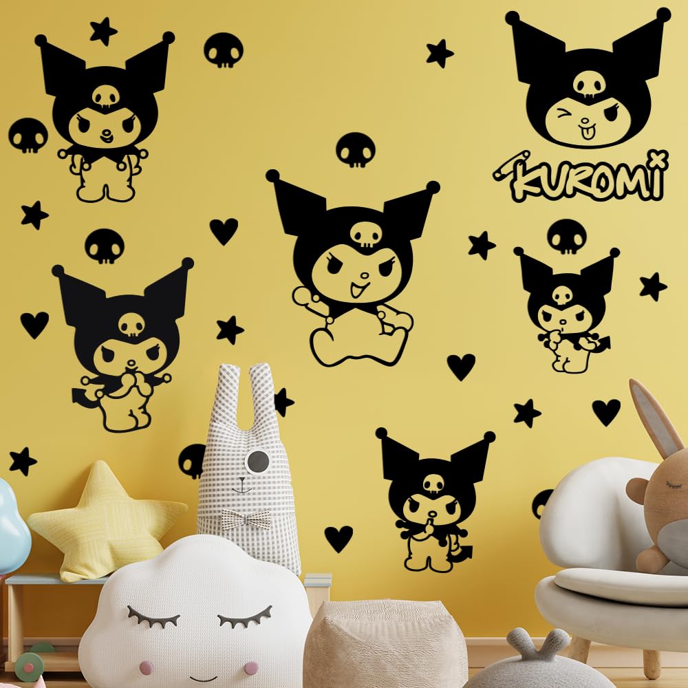 Ceybo Kuromi shelf decal creates a space-saving decor touch on a shelf.
