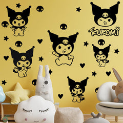 Ceybo Kuromi shelf decal creates a space-saving decor touch on a shelf.