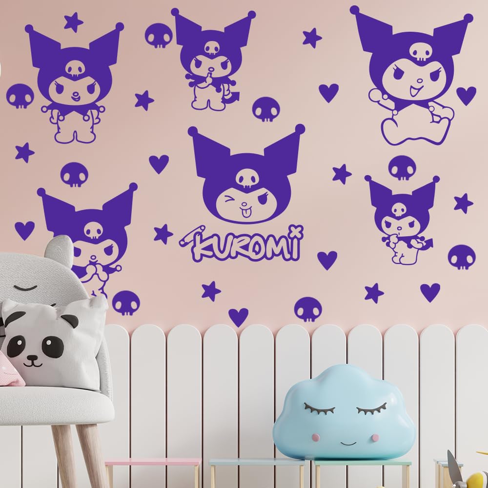 Ceybo Kuromi kids room scene shows 7x9 size fitting shelves, doors, or walls.