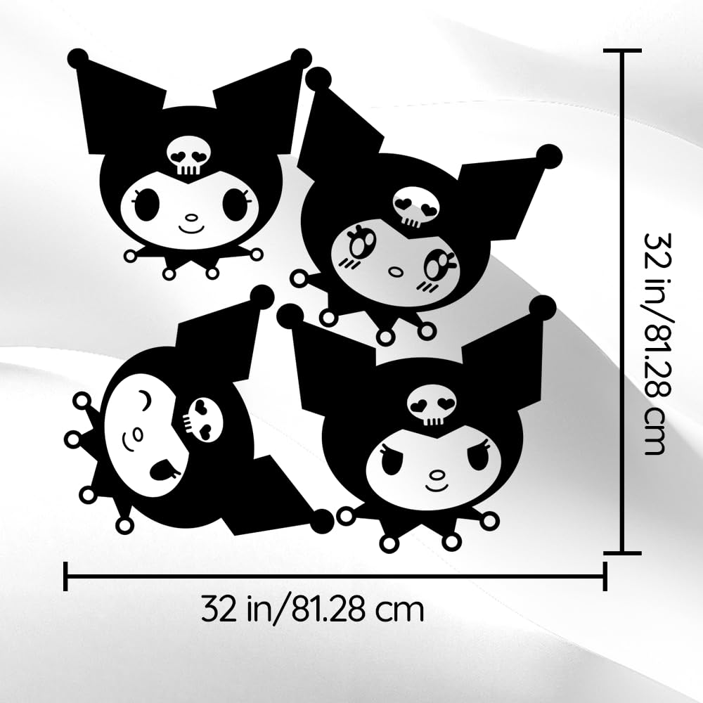 Ceybo Kuromi sticker close-up 8in reveals bold art for bedroom accents.
