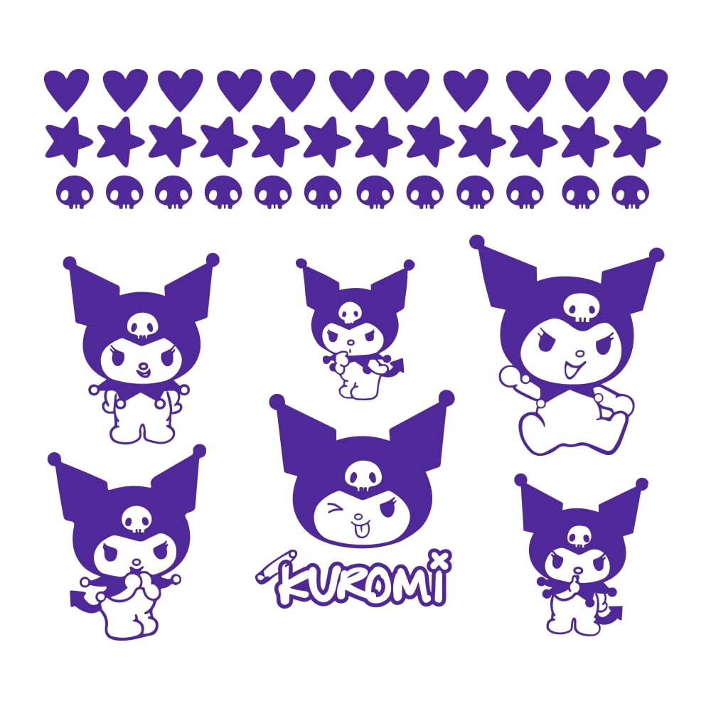 Ceybo Kuromi wall decal purple shows bold anime style for kids' rooms and game spaces.