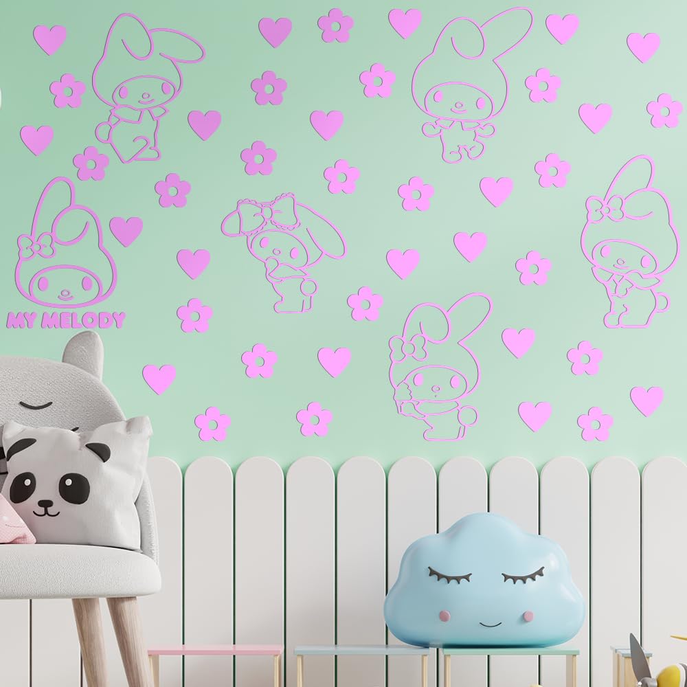 Ceybo My Melody pink wall decal creates charming accents in bedrooms.