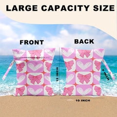 CFGBFDGH heart-pattern wet-dry bag with waterproof zipper keeps swimsuits tidy at the beach.