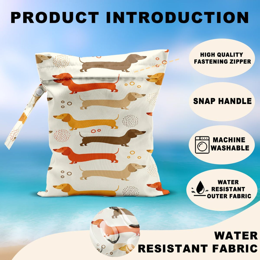 CFGBFDGH washable dog wet bag pattern cute for travel organization.