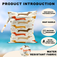 CFGBFDGH washable dog wet bag pattern cute for travel organization.