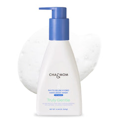 Cha&Mom Head-to-Toe Baby Wash bottle front for convenient 2-in-1 cleansing during bath time