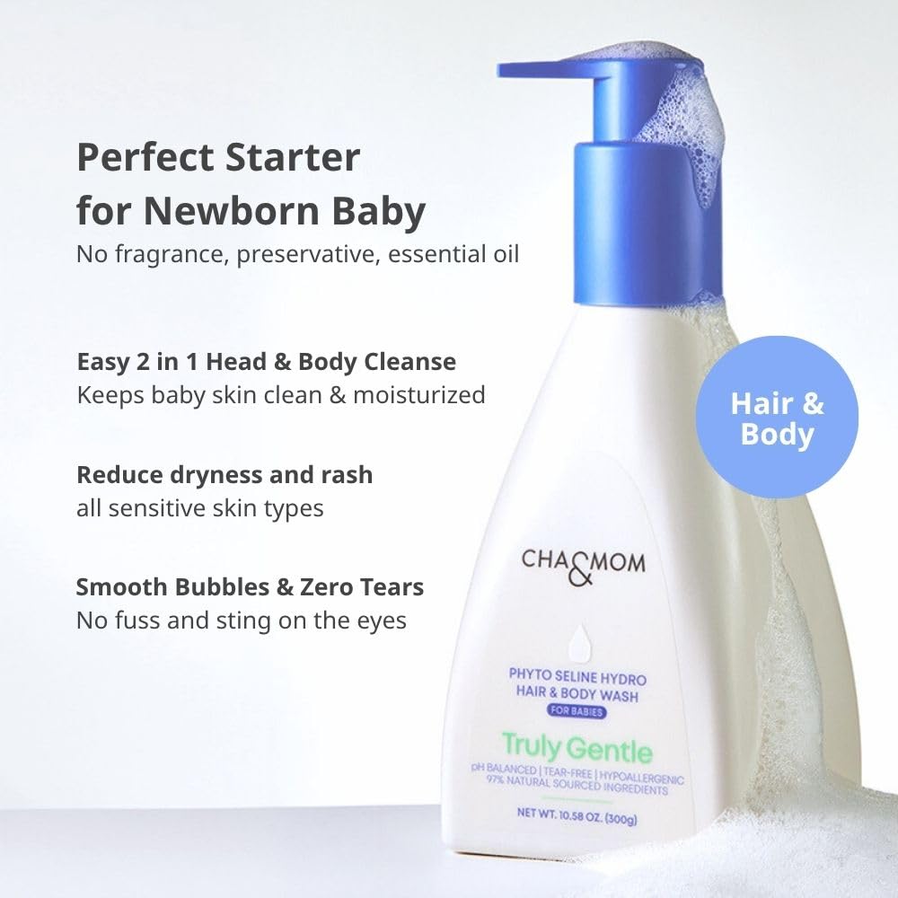 Cha&Mom Head-to-Toe Baby Wash skin close-up showing soft, moisturized post-bath skin