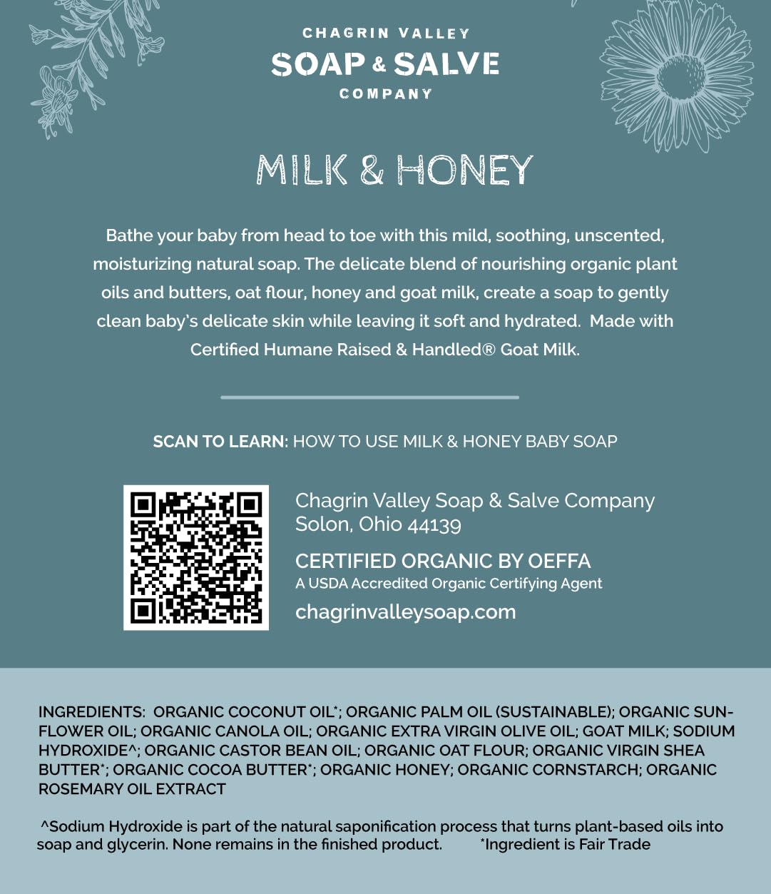 Chagrin Valley Baby Shampoo Bar family-care closeup demonstrates mild lather for body and hair
