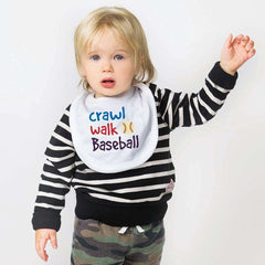 ChalkTalkSPORTS Baseball Baby Bib with snap-closure secures during meals for mess-prone infants.