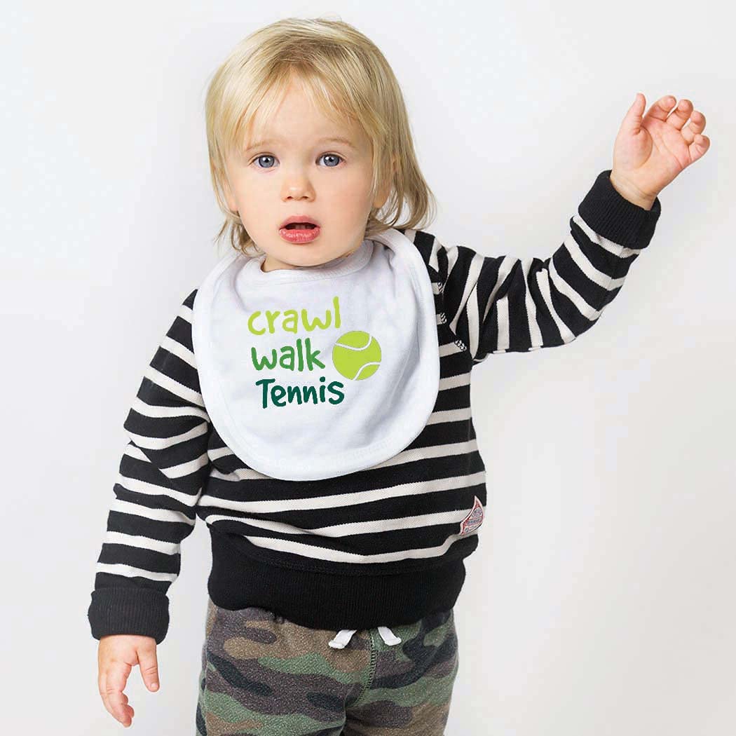 ChalkTalkSPORTS crawl walk tennis bib snap closure—secure fit during messy meals