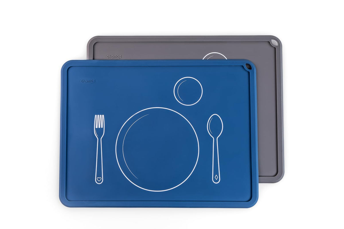 Chamos silicone placemats for toddlers with non-slip surface for stable mealtimes.