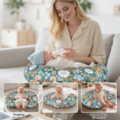 CHANGX3KB nursing pillow demonstrates baby feeding position with ergonomic support